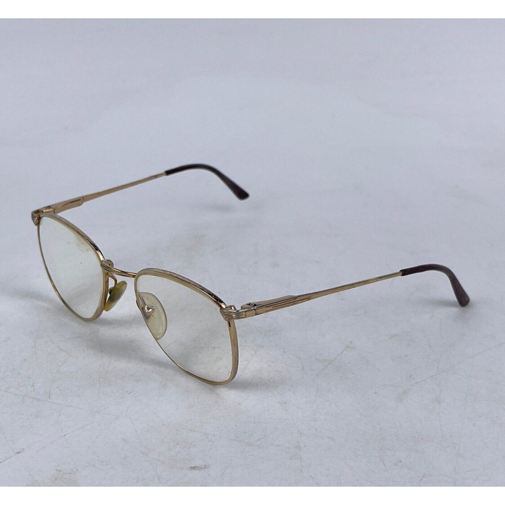 Vintage Pappagallo Womens Gold Round Metal Eyeglasses Frame Full Rim France